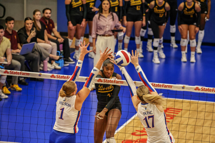 KU volleyball drops home opener in five sets against No. 8 ASU